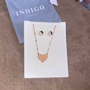 Indigo Gold Heart Necklace Set